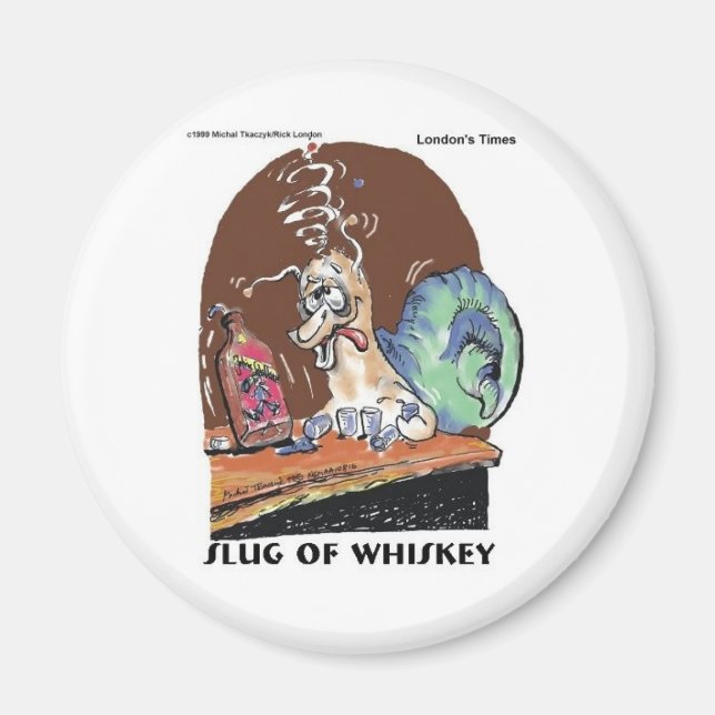 Aimant Bouchon De Whiskey Drôle Cadeaux D'Escargot Et Tee (Devant)