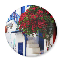 Bougainvilliers poussant devant une maison, Mykono