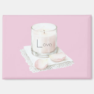 Aimant Bougie aux pétales de rose rose tendre