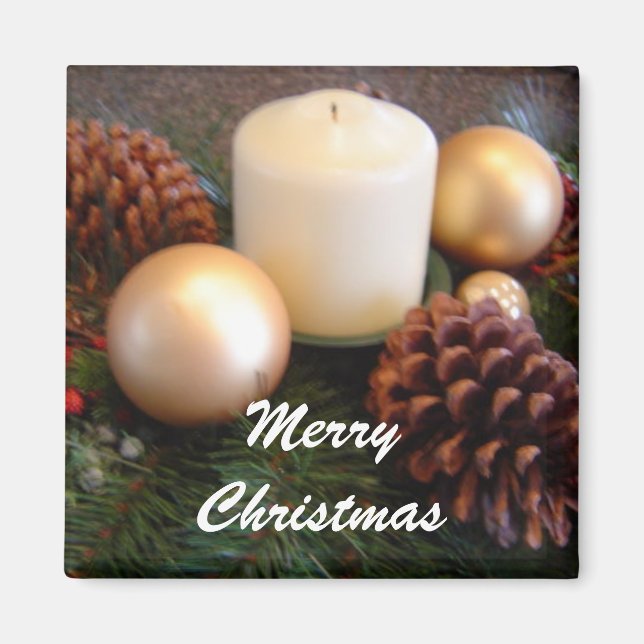 Aimant Bougie élégante avec cônes de pin (Devant)