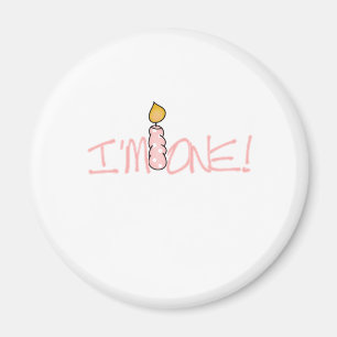 Aimant Bougie rose Je suis un anniversaire