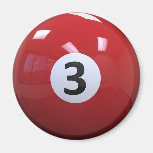 Aimant Boule de piscine de billard de no. 3 de rouge