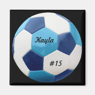 Aimant Boule de soccer personnalisée, blues