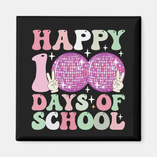 Aimant Boule disco rétro groovy 100 jours d'école heureux