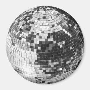 Aimant Boule disco rétro scintillement paillettes argent 