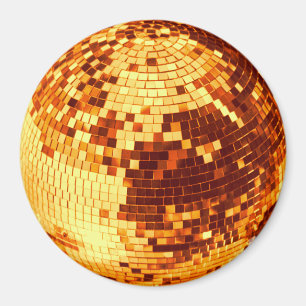 Aimant Boule disco rétro scintillement paillettes or anni