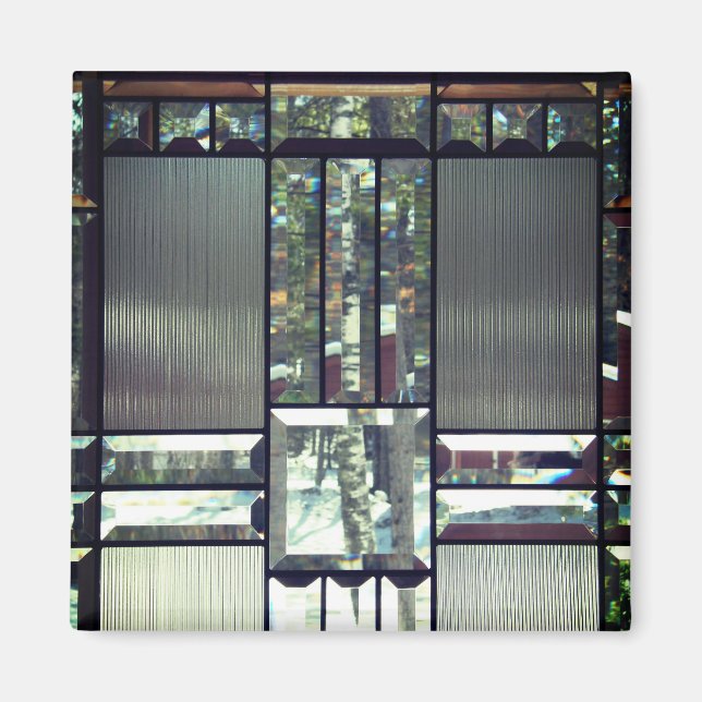 Aimant Bouleau en verre biseauté arbres argent métallique (Devant)