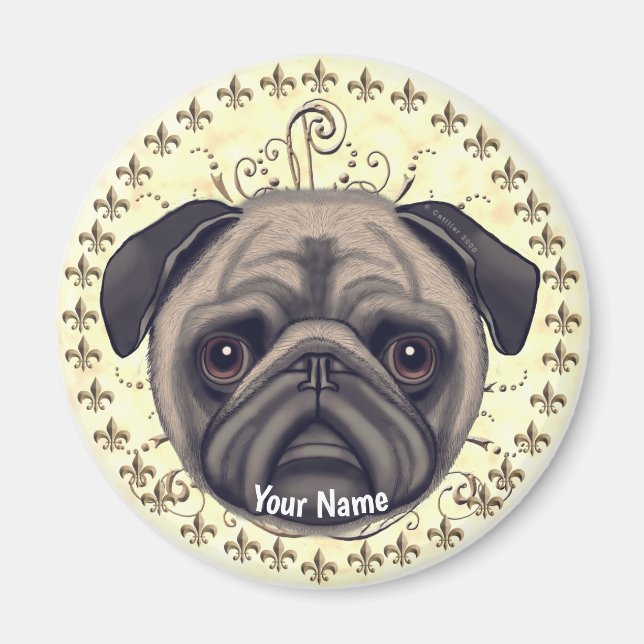 Aimant Bouledogue Fleur De Lis (Devant)