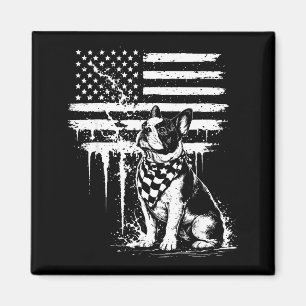 Aimant Bouledogue français drapeau américain 4 juillet am