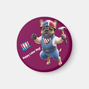 Aimant Bouledogue français Fête du Travail French Bulldog