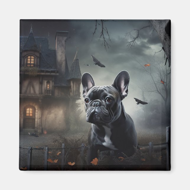 Aimant Bouledogue français Halloween effrayant (Devant)
