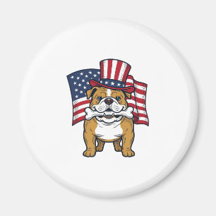Aimant Bouledogue Patriotique Avec Drapeau Vector Design_