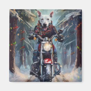 Aimant Bouledogue Terrier à Vélo sur une Moto pour Noël