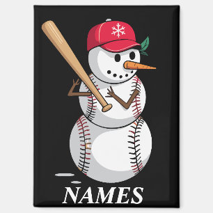 Aimant Boules de neige de baseball avec nom personnalisé
