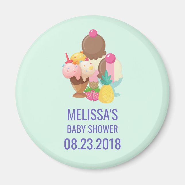 Aimant Boulettes de crème glacée avec Baby shower d'arros (Devant)