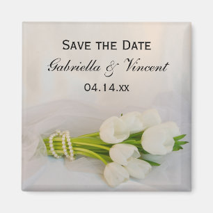 Aimant Bouquet blanc Tulip Printemps mariage Enregistrer 