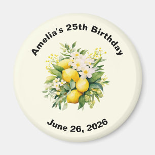 Aimant Bouquet de citrons avec fleurs blanches Anniversai