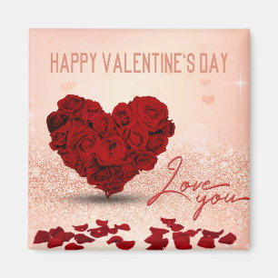 Aimant Bouquet de coeur du Rose de la Saint-Valentin - Ma