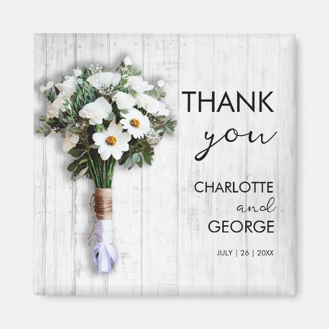 Aimant Bouquet de mariage blanc floral (Devant)