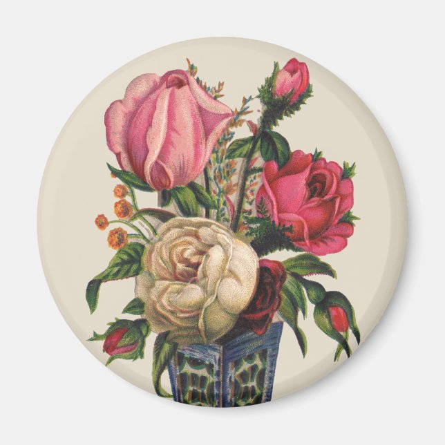 Aimant Bouquet de rose florale de fleurs victoriennes (Devant)