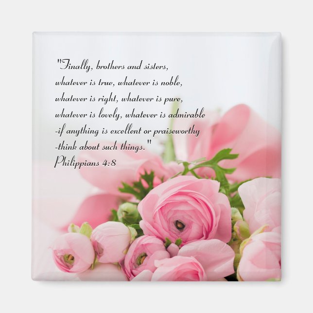 Aimant Bouquet rose pastel de fleurs Bible Verse (Devant)