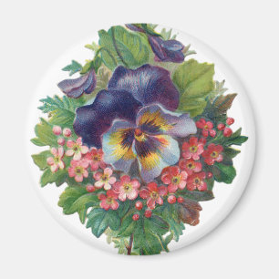 Aimant Bouquet victorien de purple pansy pour la fête des