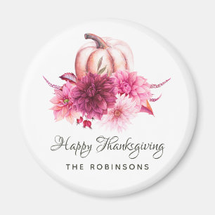Aimant Bourgogne et floral rose pour Thanksgiving
