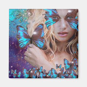 AIMANT BOUTEILLE BLEUE EN PARKLES OR VERT TURQUOISE