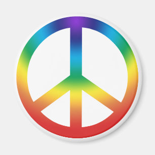 Aimant Bouton de signe de paix ; couleurs Chakra