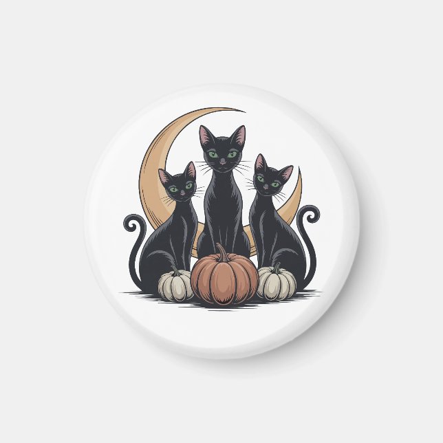 Aimant Bouton d'Halloween gothique Citrouille de la lune  (Devant)