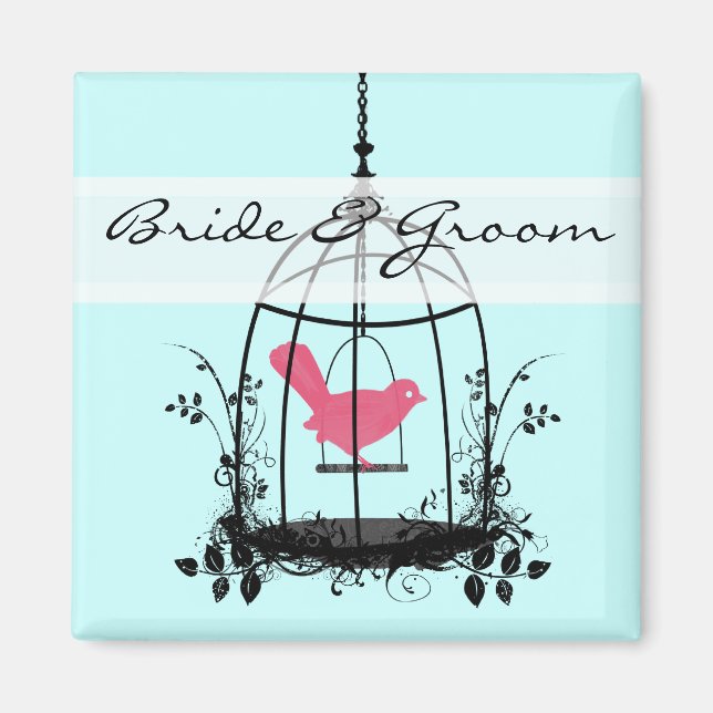 Aimant Bouton Mariage de la mariée et de la chambre rose  (Devant)