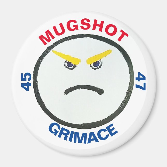 Aimant Bouton Réfrigérateur GRIMACE MUGSHOT (Devant)