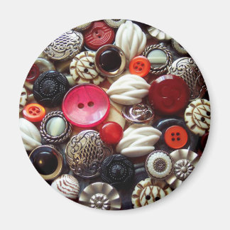 Aimant Bouton rouge noir et argent Collage