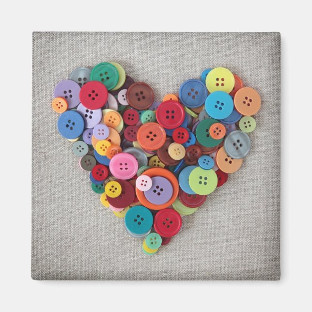 Aimant Boutons colorés Coeur (Devant)