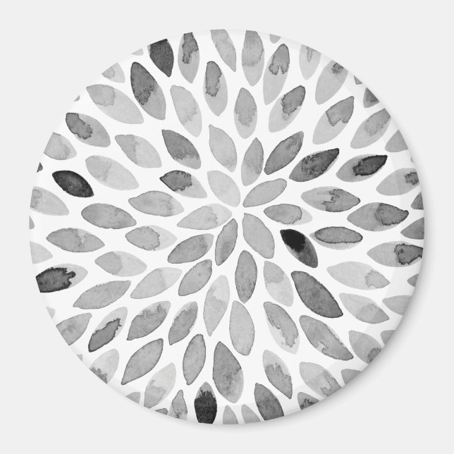 Aimant Boutons de brosse d'aquarelle - noir et blanc (Devant)