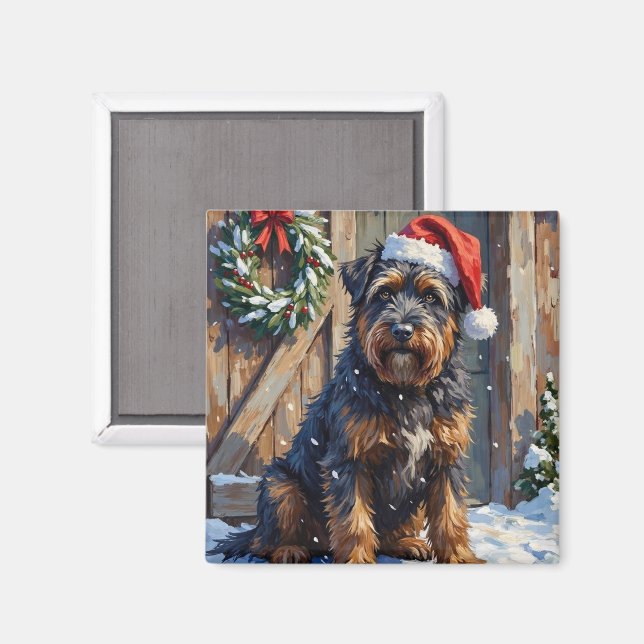 Aimant Bouvier des Flandres Snowy Farm Christmas (Recto/Verso)