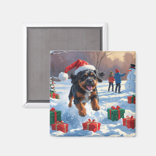Aimant Bouviers des Flandres Scène de neige festive de No