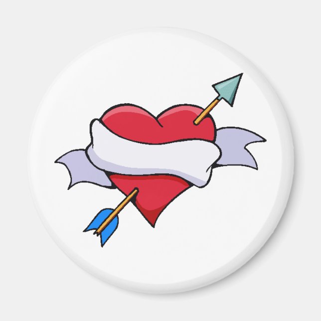 Aimant Bow & Arrow Valentine Coeur avec bannière blanche (Devant)