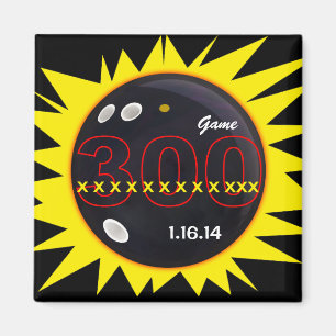 Aimant Bowling, 300 Jeu Parfait, 12X, Noir & Jaune,