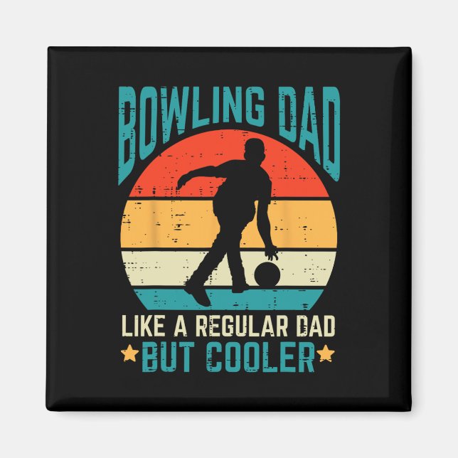 Aimant Bowling Papa Glacière Retro Fête des pères Bowler  (Devant)