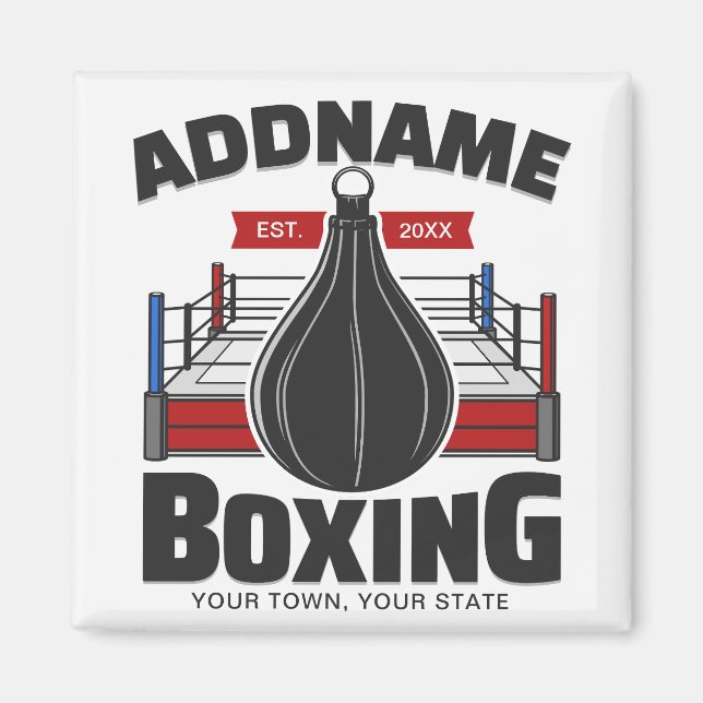 Aimant Boxe Anneau AJOUTER NOM Boxer Gym Speed Sac (Devant)