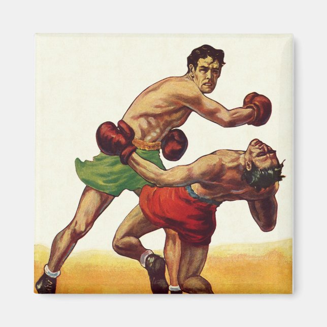 Aimant Boxe sportive vintage, Boxers dans un combat (Devant)