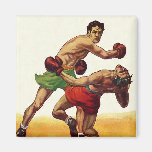 Aimant Boxe sportive vintage, boxeurs en combat