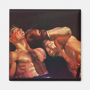Aimant Boxe sportive vintage, boxeurs frappant combat