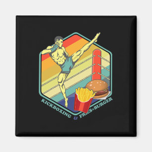 Aimant Boxe thaïlandaise de kickboxing Frites Burger Fast