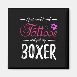 Aimant Boxer Amoureux des chiens Tattoo Shirt Funny Chien