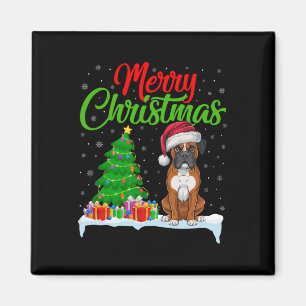 Aimant Boxer Chien Feux de Noël Lumières Drôle Xmas Boxe
