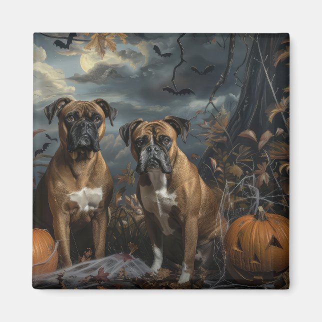 Aimant Boxer Halloween Night Doggy Délice (Devant)