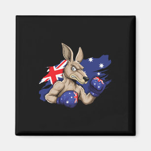 Aimant Boxer Kangaroo Boxer Drapeau Australien Love Austr