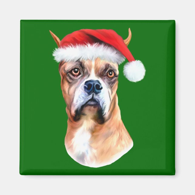 Aimant Boxer Santa Hat (Devant)